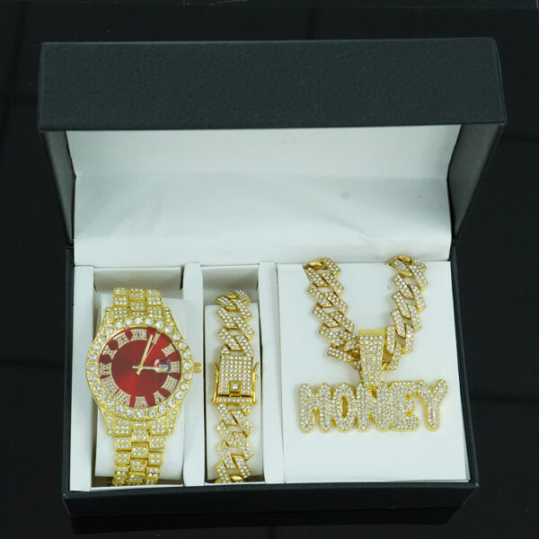 8b95b101-4417-4823-b354-5e7e71b44b3e Vintage Men's Set: "Ocean Heart" Rectangular Gem Pendant, Colorful Necklace, Bracelet & Watch